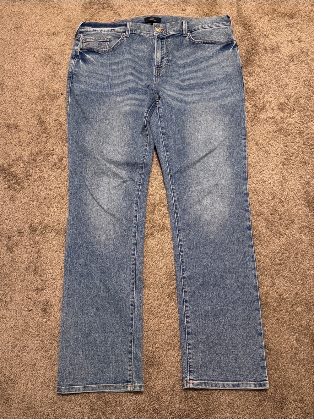 True Religion Jeans Mens 38 Blue Denim Ricky Relaxed Straight Leg Embroidered